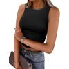 imageCaracilia Women Tank Tops High Neck Crop Tops Racerback Rib Knit Sleeveless Summer Basic Tee Shirts Workout Y2K OutfitsBlack