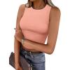 imageCaracilia Women Tank Tops High Neck Crop Tops Racerback Rib Knit Sleeveless Summer Basic Tee Shirts Workout Y2K OutfitsOrange