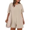 imageCaracilia Womens Oversized Tshirt Romper Hot Shot One Piece Tee Rompers Casual Short Sleeve Athletic Workout Overall Jumpsuit Apricot Medium
