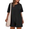 imageCaracilia Womens Oversized Tshirt Romper Hot Shot One Piece Tee Rompers Casual Short Sleeve Athletic Workout Overall Jumpsuit Black Medium