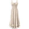 imageCaracilia Womens Smocked Maxi Dress Summer Casual Boho Sleeveless Strap Ruffle Backless Swing Flowy Beach Long SundressLight Yellow Floral