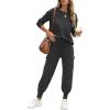 imageCaracilia Womens Two Piece Outfits Sweater Sets Long Sleeve Knit Tops Matching Cargo Jogger Pants 2025 Fall Lounge SetsBlack