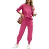 imageCaracilia Womens Two Piece Outfits Sweater Sets Long Sleeve Knit Tops Matching Cargo Jogger Pants 2025 Fall Lounge SetsHot Pink