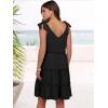 imageCaracilia Women 2025 Summer Beach Vacation Dress Sleeveless V Neck Tie Shoulder Flowy Casual Cute Mini Sundress with PocketsBlack