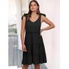 imageCaracilia Women 2025 Summer Beach Vacation Dress Sleeveless V Neck Tie Shoulder Flowy Casual Cute Mini Sundress with PocketsBlack