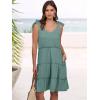 imageCaracilia Women 2025 Summer Beach Vacation Dress Sleeveless V Neck Tie Shoulder Flowy Casual Cute Mini Sundress with PocketsGreen