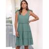 imageCaracilia Women 2025 Summer Beach Vacation Dress Sleeveless V Neck Tie Shoulder Flowy Casual Cute Mini Sundress with PocketsGreen