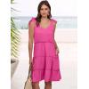 imageCaracilia Women 2025 Summer Beach Vacation Dress Sleeveless V Neck Tie Shoulder Flowy Casual Cute Mini Sundress with PocketsHot Pink