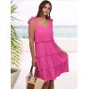 imageCaracilia Women 2025 Summer Beach Vacation Dress Sleeveless V Neck Tie Shoulder Flowy Casual Cute Mini Sundress with PocketsHot Pink