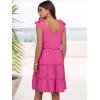 imageCaracilia Women 2025 Summer Beach Vacation Dress Sleeveless V Neck Tie Shoulder Flowy Casual Cute Mini Sundress with PocketsHot Pink