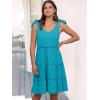imageCaracilia Women 2025 Summer Beach Vacation Dress Sleeveless V Neck Tie Shoulder Flowy Casual Cute Mini Sundress with PocketsLake Green