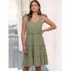 imageCaracilia Women 2025 Summer Beach Vacation Dress Sleeveless V Neck Tie Shoulder Flowy Casual Cute Mini Sundress with PocketsOlive