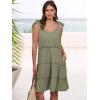 imageCaracilia Women 2025 Summer Beach Vacation Dress Sleeveless V Neck Tie Shoulder Flowy Casual Cute Mini Sundress with PocketsOlive