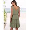 imageCaracilia Women 2025 Summer Beach Vacation Dress Sleeveless V Neck Tie Shoulder Flowy Casual Cute Mini Sundress with PocketsOlive