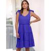 imageCaracilia Women 2025 Summer Beach Vacation Dress Sleeveless V Neck Tie Shoulder Flowy Casual Cute Mini Sundress with PocketsRoyal Blue