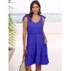 imageCaracilia Women 2025 Summer Beach Vacation Dress Sleeveless V Neck Tie Shoulder Flowy Casual Cute Mini Sundress with PocketsRoyal Blue