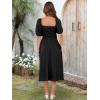 imageCaracilia Women Summer Boho Midi Dresses Puff Sleeve Square Neck Floral Bridal Shower Wedding Guest Flowy SundressBlack