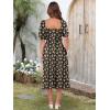 imageCaracilia Women Summer Boho Midi Dresses Puff Sleeve Square Neck Floral Bridal Shower Wedding Guest Flowy SundressBlack Yellow Floral