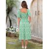 imageCaracilia Women Summer Boho Midi Dresses Puff Sleeve Square Neck Floral Bridal Shower Wedding Guest Flowy SundressGreen White Floral