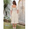 imageCaracilia Women Summer Boho Midi Dresses Puff Sleeve Square Neck Floral Bridal Shower Wedding Guest Flowy SundressKhaki Purple Floral