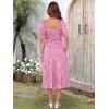 imageCaracilia Women Summer Boho Midi Dresses Puff Sleeve Square Neck Floral Bridal Shower Wedding Guest Flowy SundressRed White Floral