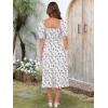 imageCaracilia Women Summer Boho Midi Dresses Puff Sleeve Square Neck Floral Bridal Shower Wedding Guest Flowy SundressWhite Purple Floral