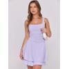 imageCaracilia Womens Square Neck Party Dress Ruffle Hem Ruched Waist Short Cocktail Mini DressesLight Purple