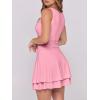 imageCaracilia Womens Square Neck Party Dress Ruffle Hem Ruched Waist Short Cocktail Mini DressesPink
