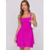 imageCaracilia Womens Square Neck Party Dress Ruffle Hem Ruched Waist Short Cocktail Mini DressesRose