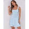 imageCaracilia Womens Square Neck Party Dress Ruffle Hem Ruched Waist Short Cocktail Mini DressesSky