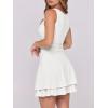 imageCaracilia Womens Square Neck Party Dress Ruffle Hem Ruched Waist Short Cocktail Mini DressesWhite