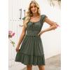 imageCaracilia Womens Summer Casual Sleeveless Sweetheart Neckline Mini Dress 2025 Smocked Boho Beach Vacation Short SundressArmy Green
