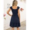 imageCaracilia Womens Summer Casual Sleeveless Sweetheart Neckline Mini Dress 2025 Smocked Boho Beach Vacation Short SundressNavy Blue