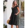 imageCaracilia Womens Summer Ruffle Sleeve V Neck Midi Dress Flowy Boho Casual ALine Tiered Knee Length Beach Vacation SundressBlack