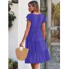 imageCaracilia Womens Summer Ruffle Sleeve V Neck Midi Dress Flowy Boho Casual ALine Tiered Knee Length Beach Vacation SundressBlue