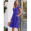 imageCaracilia Womens Summer Ruffle Sleeve V Neck Midi Dress Flowy Boho Casual ALine Tiered Knee Length Beach Vacation SundressBlue