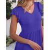 imageCaracilia Womens Summer Ruffle Sleeve V Neck Midi Dress Flowy Boho Casual ALine Tiered Knee Length Beach Vacation SundressBlue