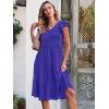 imageCaracilia Womens Summer Ruffle Sleeve V Neck Midi Dress Flowy Boho Casual ALine Tiered Knee Length Beach Vacation SundressBlue