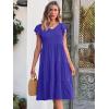 imageCaracilia Womens Summer Ruffle Sleeve V Neck Midi Dress Flowy Boho Casual ALine Tiered Knee Length Beach Vacation SundressBlue