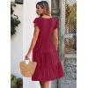 imageCaracilia Womens Summer Ruffle Sleeve V Neck Midi Dress Flowy Boho Casual ALine Tiered Knee Length Beach Vacation SundressBurgundy