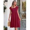 imageCaracilia Womens Summer Ruffle Sleeve V Neck Midi Dress Flowy Boho Casual ALine Tiered Knee Length Beach Vacation SundressBurgundy