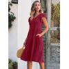 imageCaracilia Womens Summer Ruffle Sleeve V Neck Midi Dress Flowy Boho Casual ALine Tiered Knee Length Beach Vacation SundressBurgundy