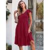 imageCaracilia Womens Summer Ruffle Sleeve V Neck Midi Dress Flowy Boho Casual ALine Tiered Knee Length Beach Vacation SundressBurgundy