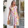 imageCaracilia Womens Summer Ruffle Sleeve V Neck Midi Dress Flowy Boho Casual ALine Tiered Knee Length Beach Vacation SundressMulticolour Floral