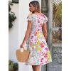 imageCaracilia Womens Summer Ruffle Sleeve V Neck Midi Dress Flowy Boho Casual ALine Tiered Knee Length Beach Vacation SundressMulticolour Floral
