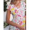 imageCaracilia Womens Summer Ruffle Sleeve V Neck Midi Dress Flowy Boho Casual ALine Tiered Knee Length Beach Vacation SundressMulticolour Floral