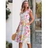 imageCaracilia Womens Summer Ruffle Sleeve V Neck Midi Dress Flowy Boho Casual ALine Tiered Knee Length Beach Vacation SundressMulticolour Floral