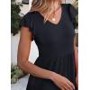 imageCaracilia Womens Summer Ruffle Sleeve V Neck Midi Dress Flowy Boho Casual ALine Tiered Knee Length Beach Vacation SundressNavy Blue