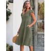 imageCaracilia Womens Summer Ruffle Sleeve V Neck Midi Dress Flowy Boho Casual ALine Tiered Knee Length Beach Vacation SundressOlive