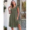 imageCaracilia Womens Summer Ruffle Sleeve V Neck Midi Dress Flowy Boho Casual ALine Tiered Knee Length Beach Vacation SundressOlive